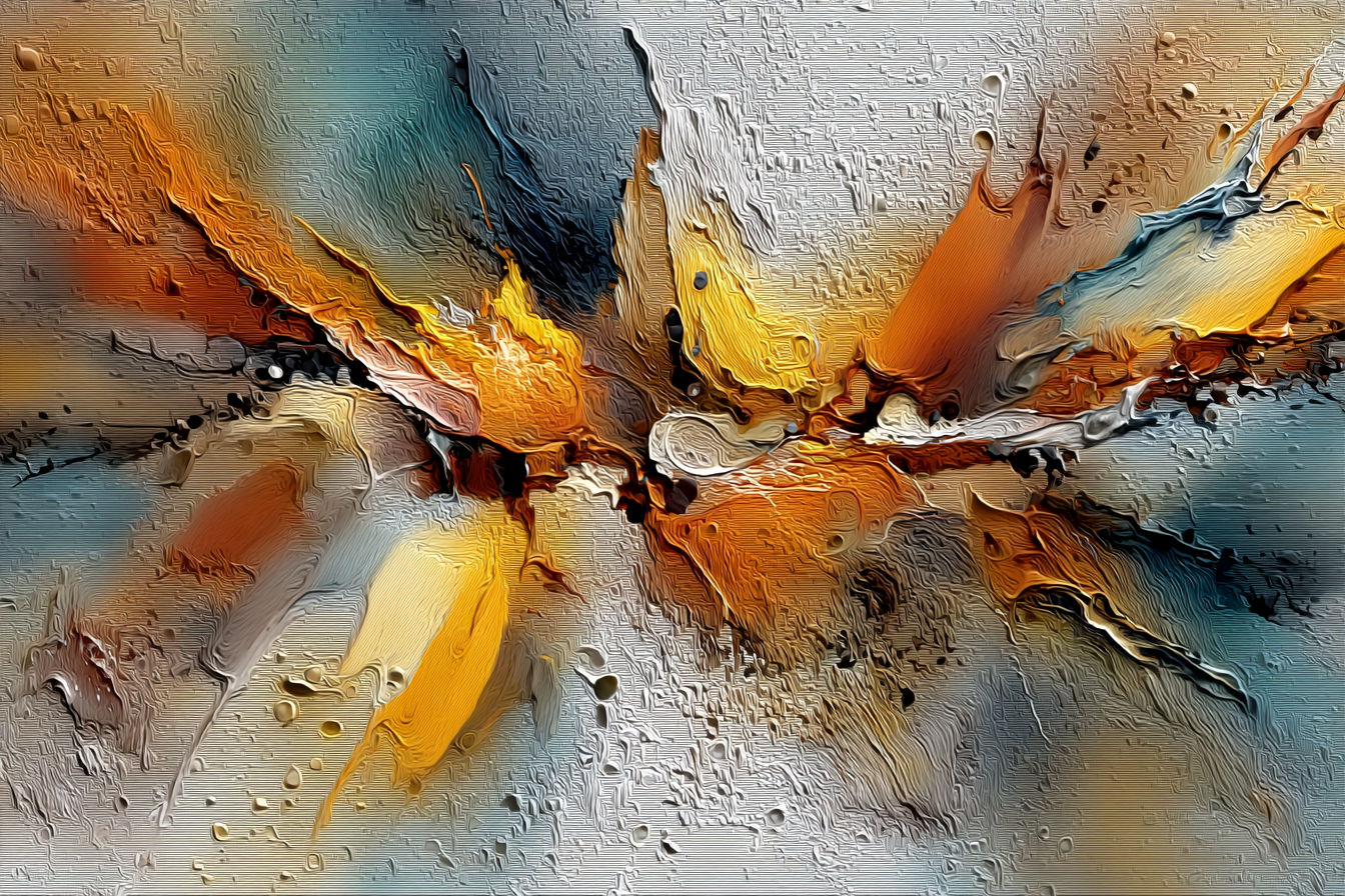 Abstraktus aukso ir melsvų tonų tekstūrinis paveikslas su dinamiška kompozicija